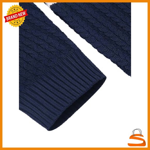 Men's Slim Fit Turtleneck Sweater Thermal Pullover Knitted Twisted Design - Picture 6 of 8